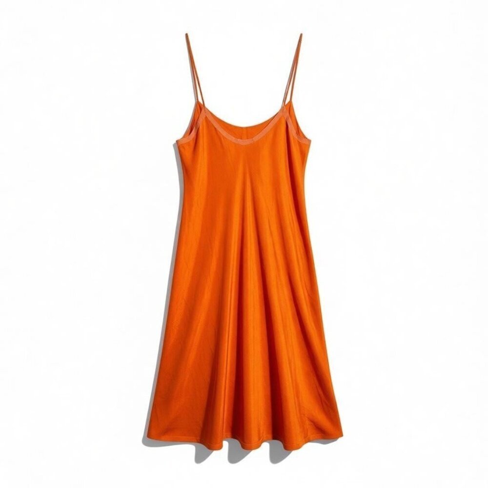Brazeau Tricot Woman slip dress orange size 0 XS silk blend spaghetti straps - Picture 11 of 11